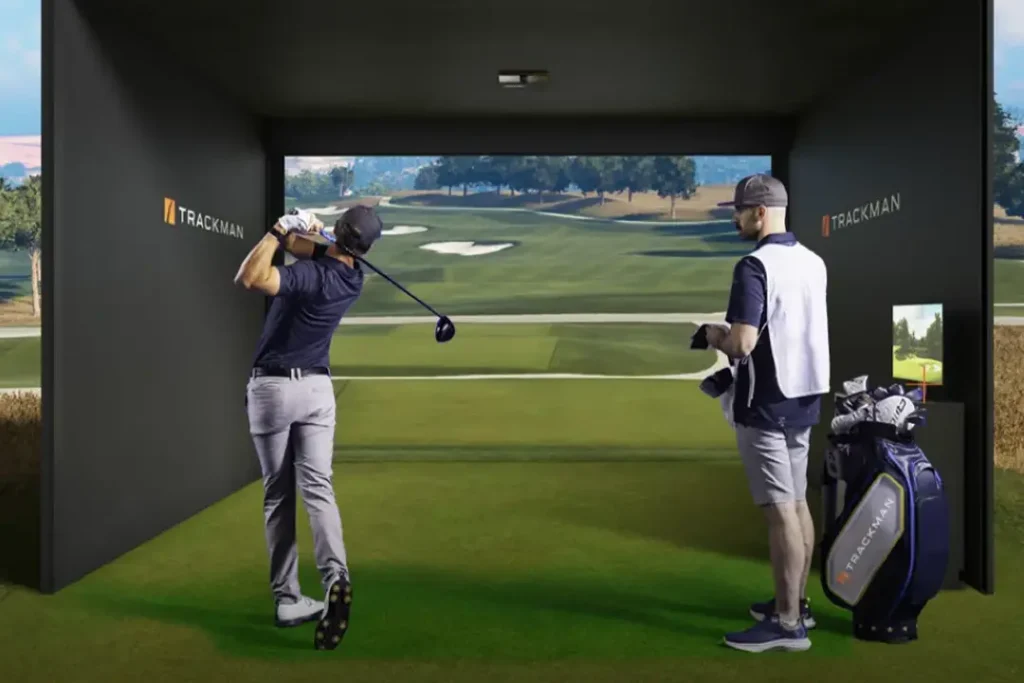 Playing a Trackman Golf Simulator in Calgary