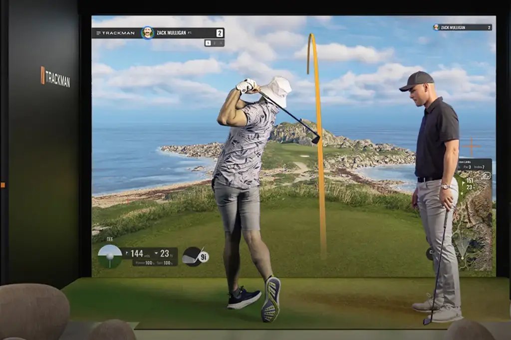 Man swinging a golf club