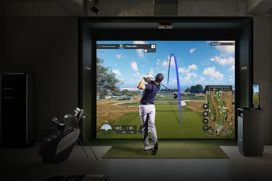 Man using a Golf Simulator